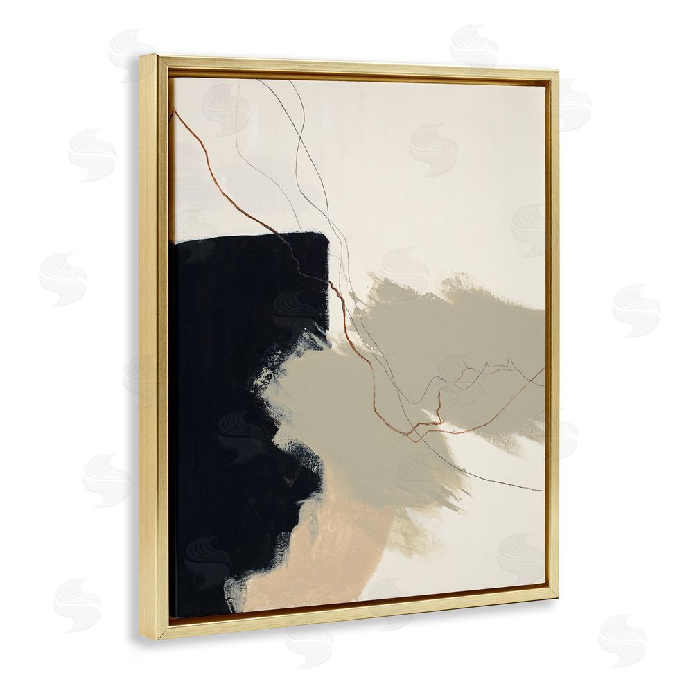 Patricia Pinto Soft Paint Strokes with Line Gold Floating Frame Canvas Wall Art Print