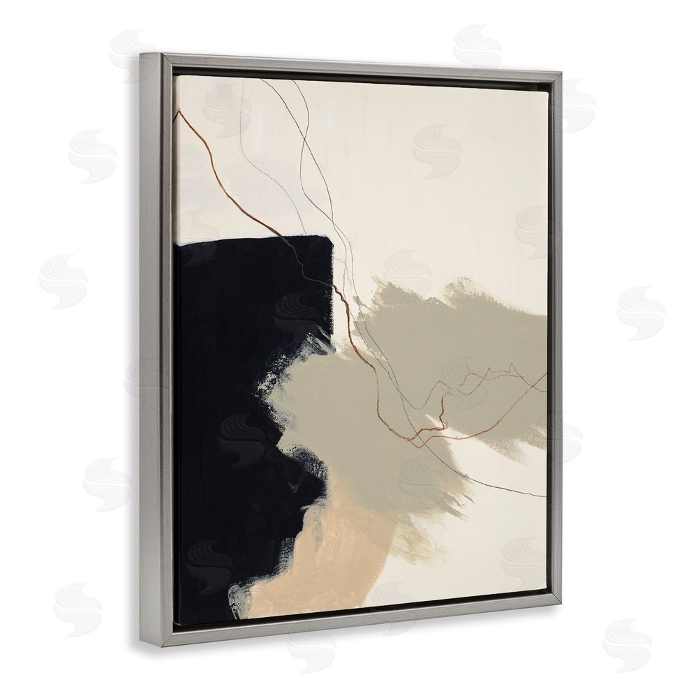 Patricia Pinto Soft Paint Strokes with Line Grey Floating Frame Canvas Wall Art Print