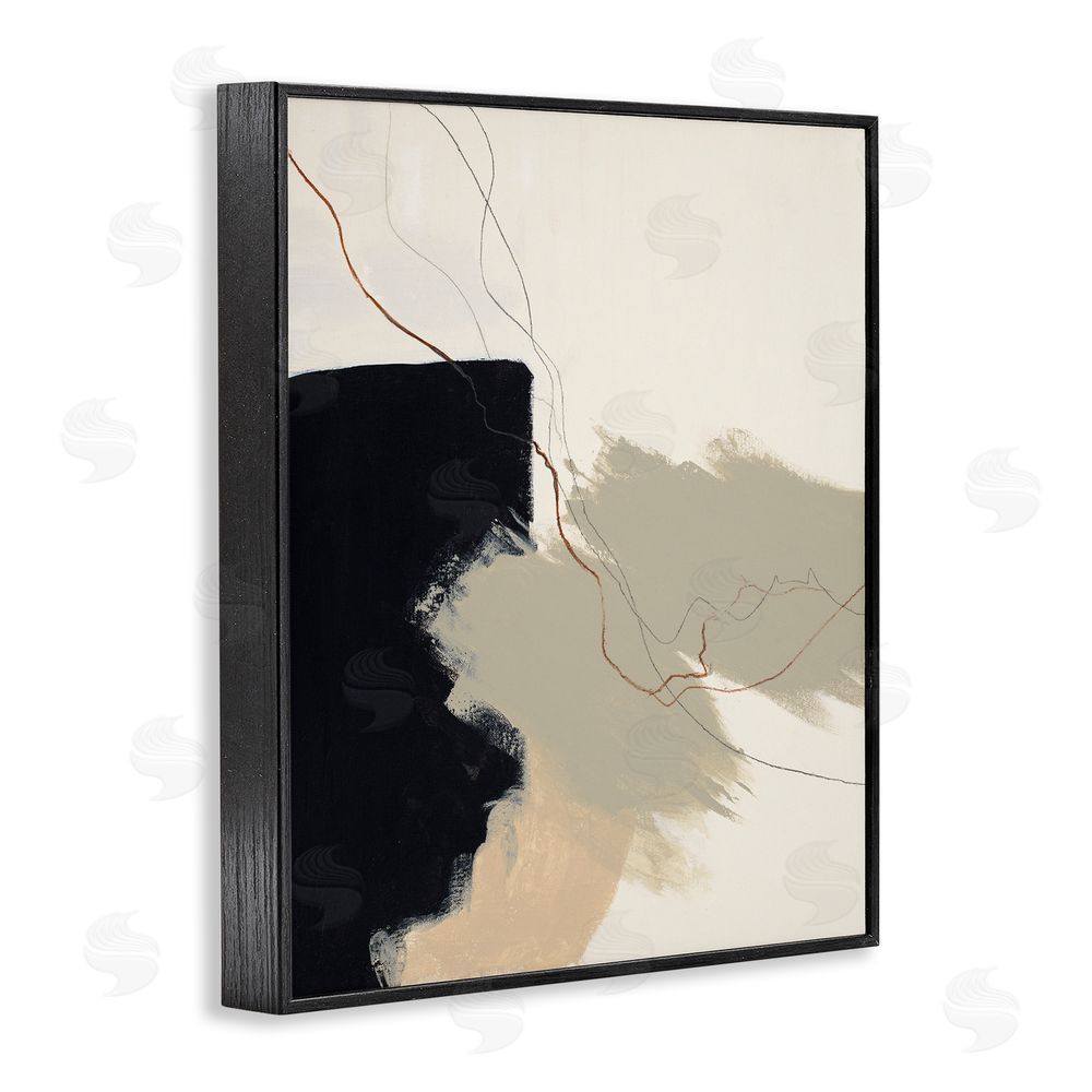 Patricia Pinto Soft Paint Strokes with Line Black Framed Giclee Wall Art Print