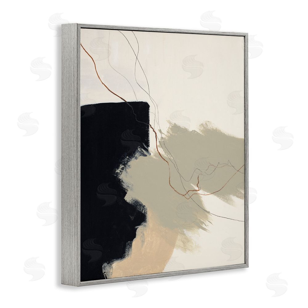 Patricia Pinto Soft Paint Strokes with Line Gray Framed Giclee Wall Art Print