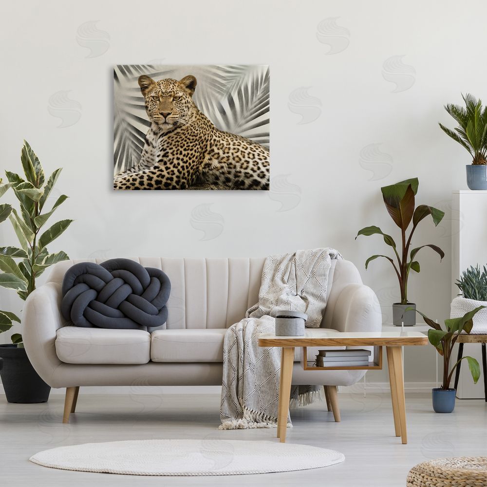 Danita Delimont Leopard with Palm Fronds Canvas Wall Art Print in Room