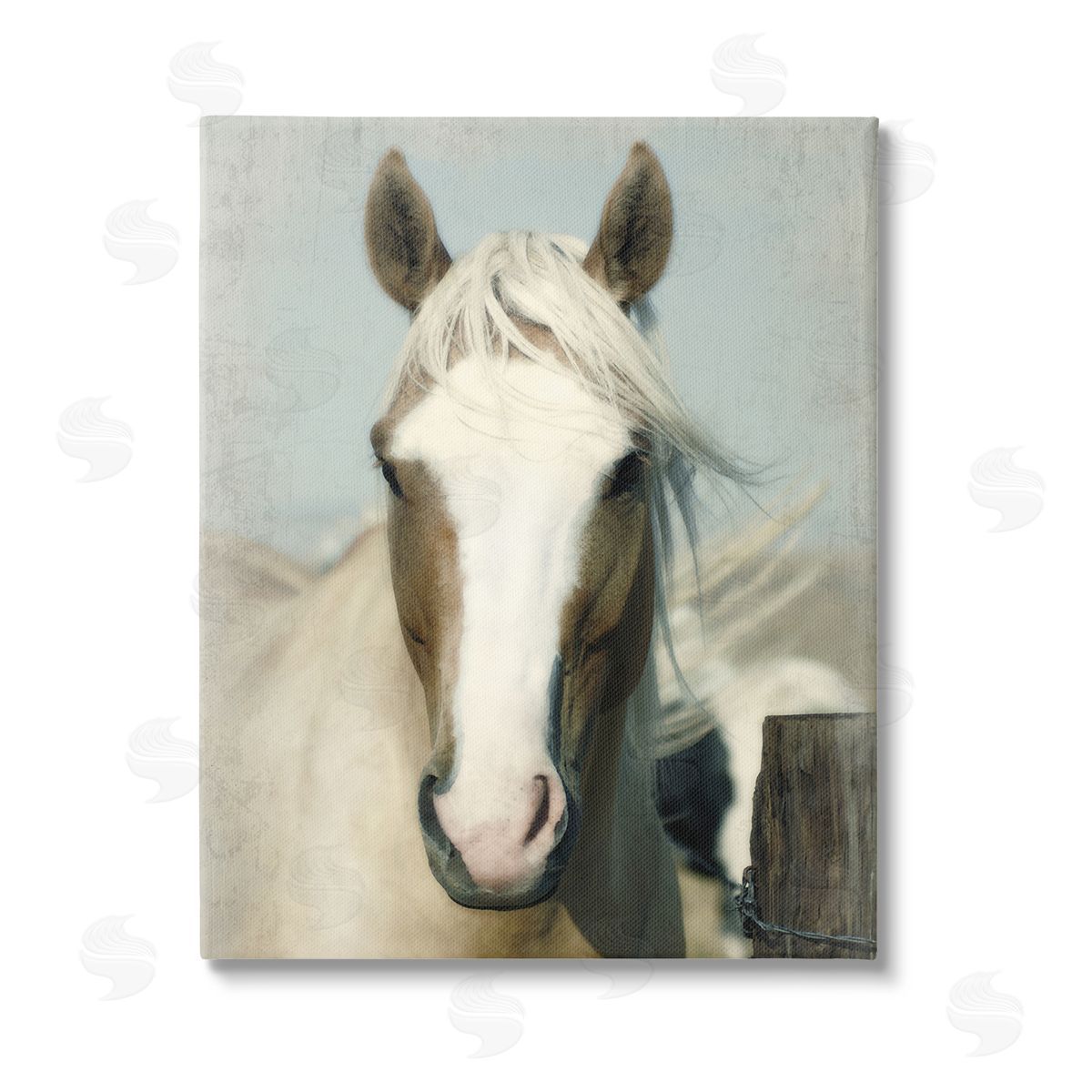 Rhonda Addison Horse at Rustic Fence Stretched Canvas Wall Art Print
