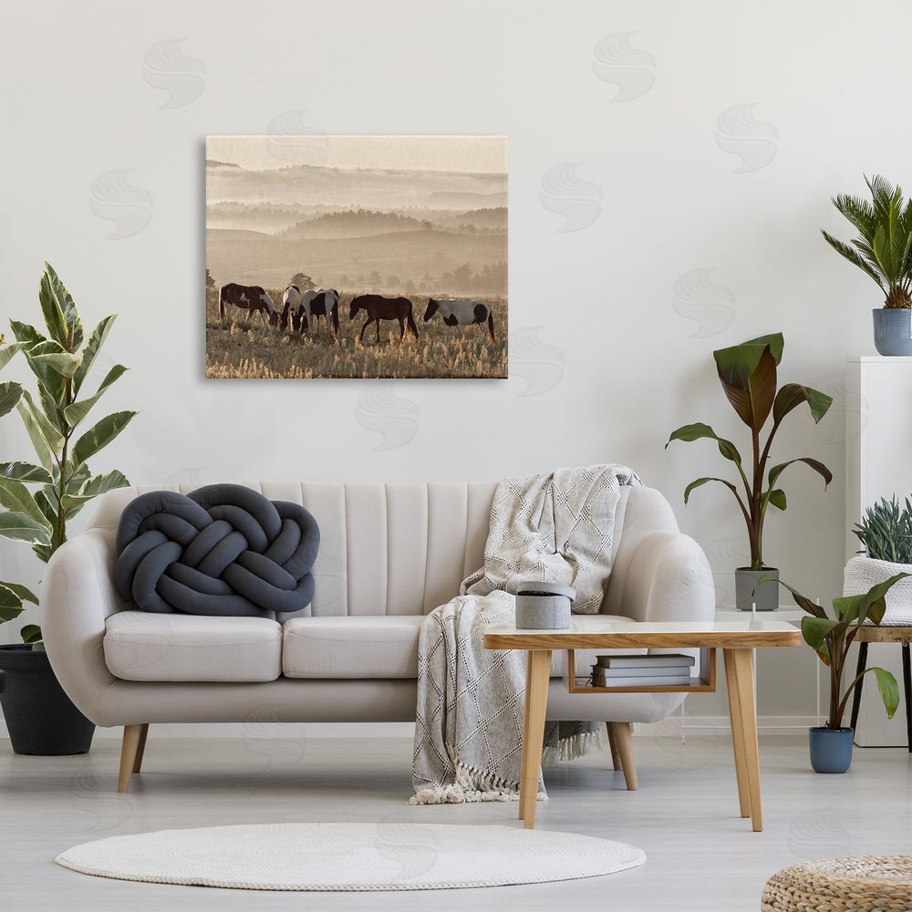 Danita Delimont Horses Grazing Rolling Hills Canvas Wall Art Print in Room