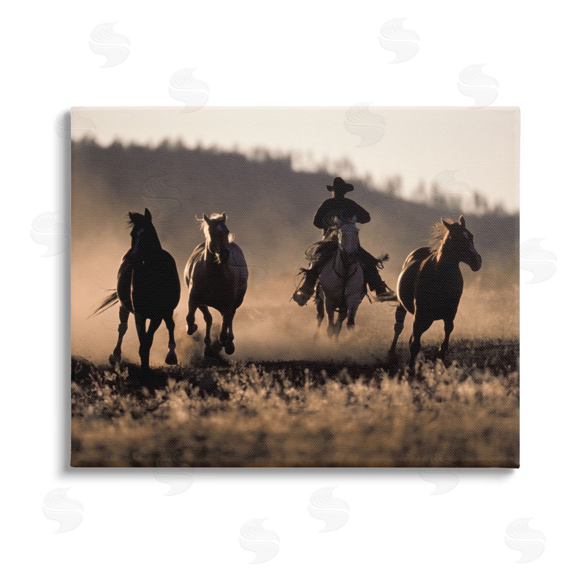 Danita Delimont Southwestern Cowboy at Sunset Stretched Canvas Wall Art Print