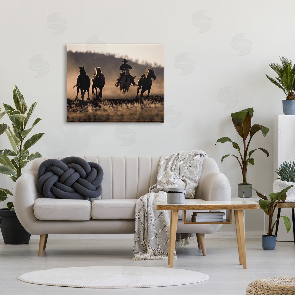 Danita Delimont Southwestern Cowboy at Sunset Canvas Wall Art Print in Room