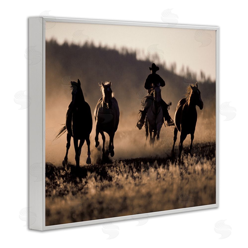 Danita Delimont Southwestern Cowboy at Sunset White Framed Giclee Wall Art Print