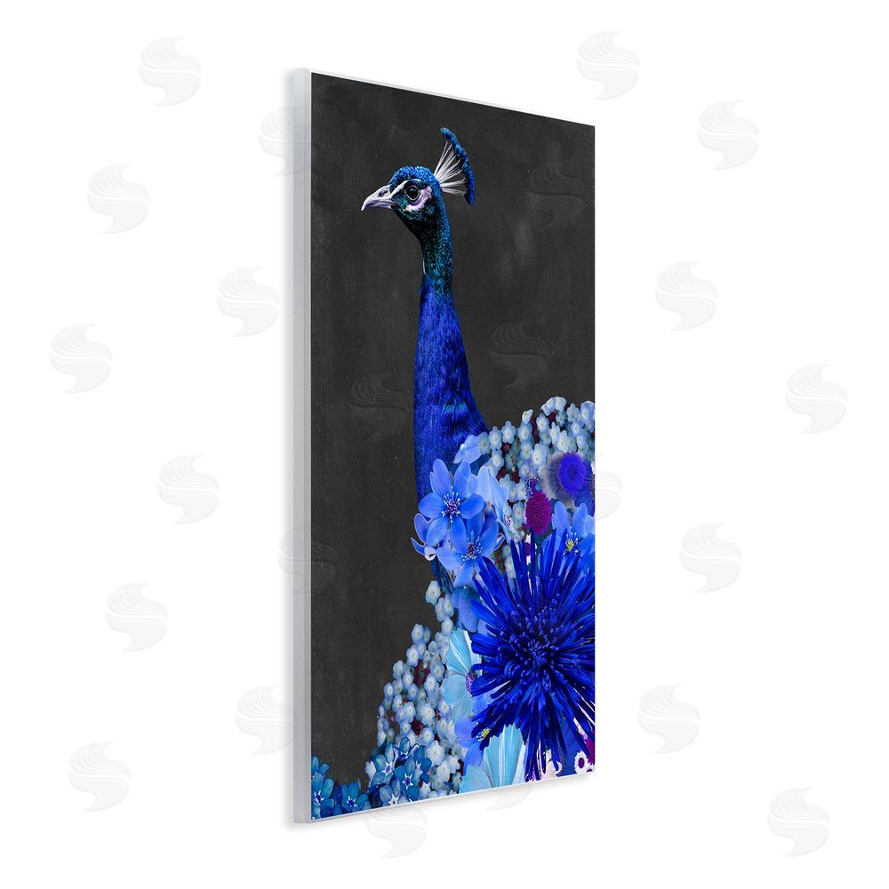 Alicia Longley Vibrant Blue Floral Peacock Wall Plaque Art Print