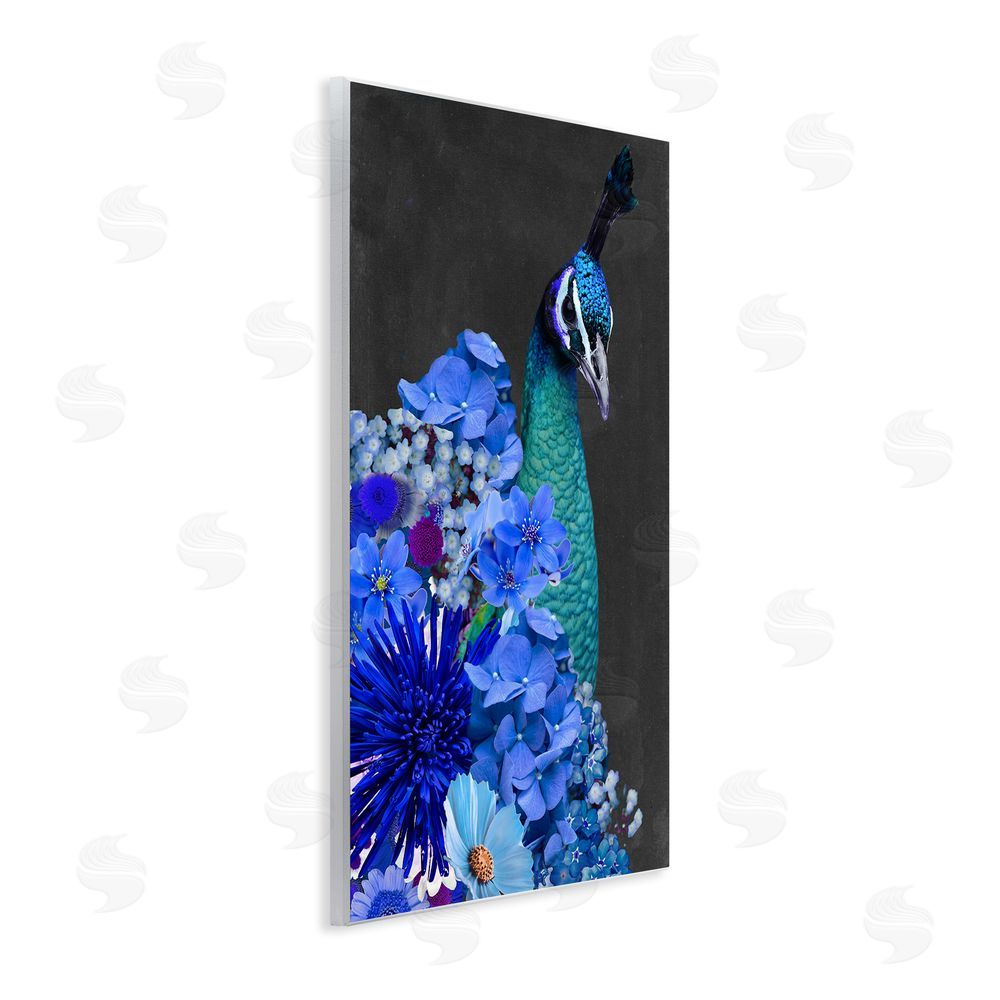 Alicia Longley Peacock with Blue Flowers Wall Plaque Art Print