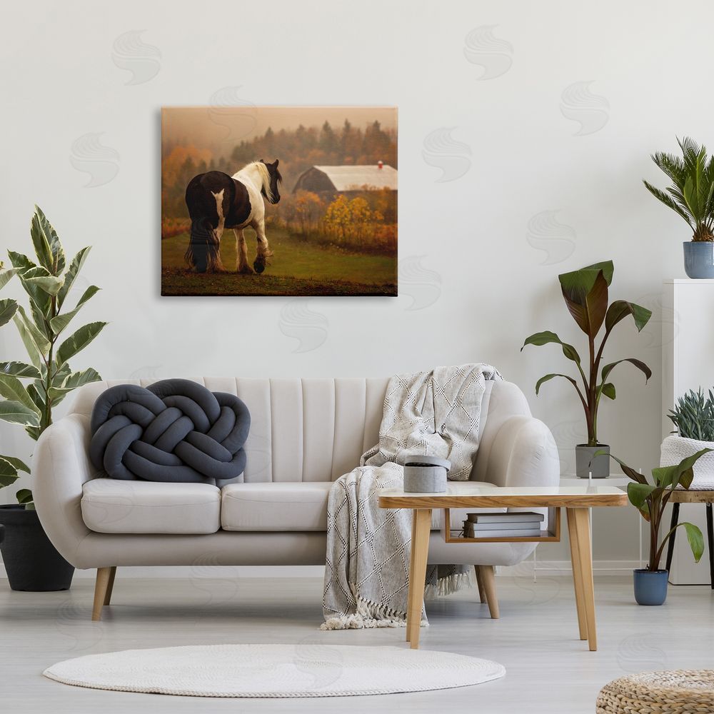 PH Burchett Horse Overlooking Barn Canvas Wall Art Print in Room