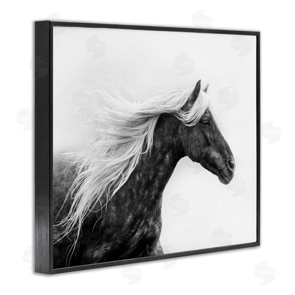 PH Burchett Horse with White Mane Black Framed Giclee Wall Art Print