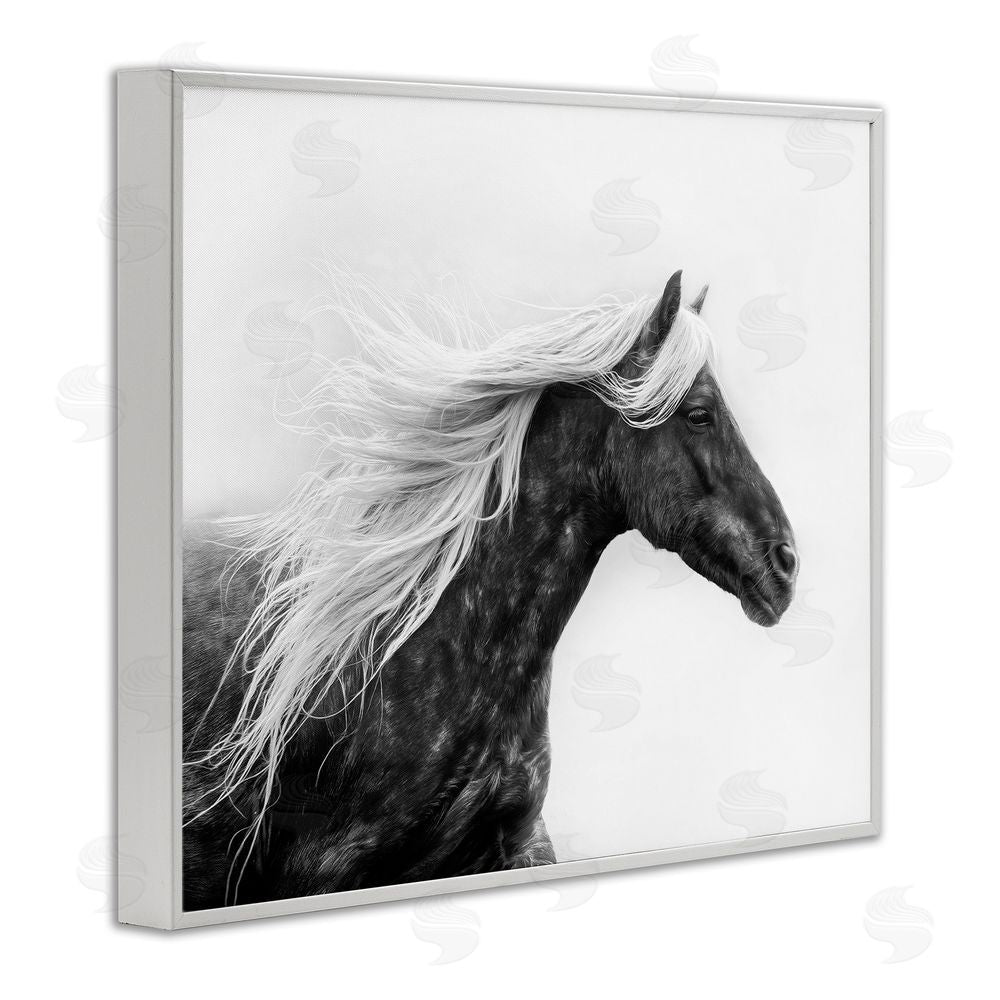 PH Burchett Horse with White Mane White Framed Giclee Wall Art Print
