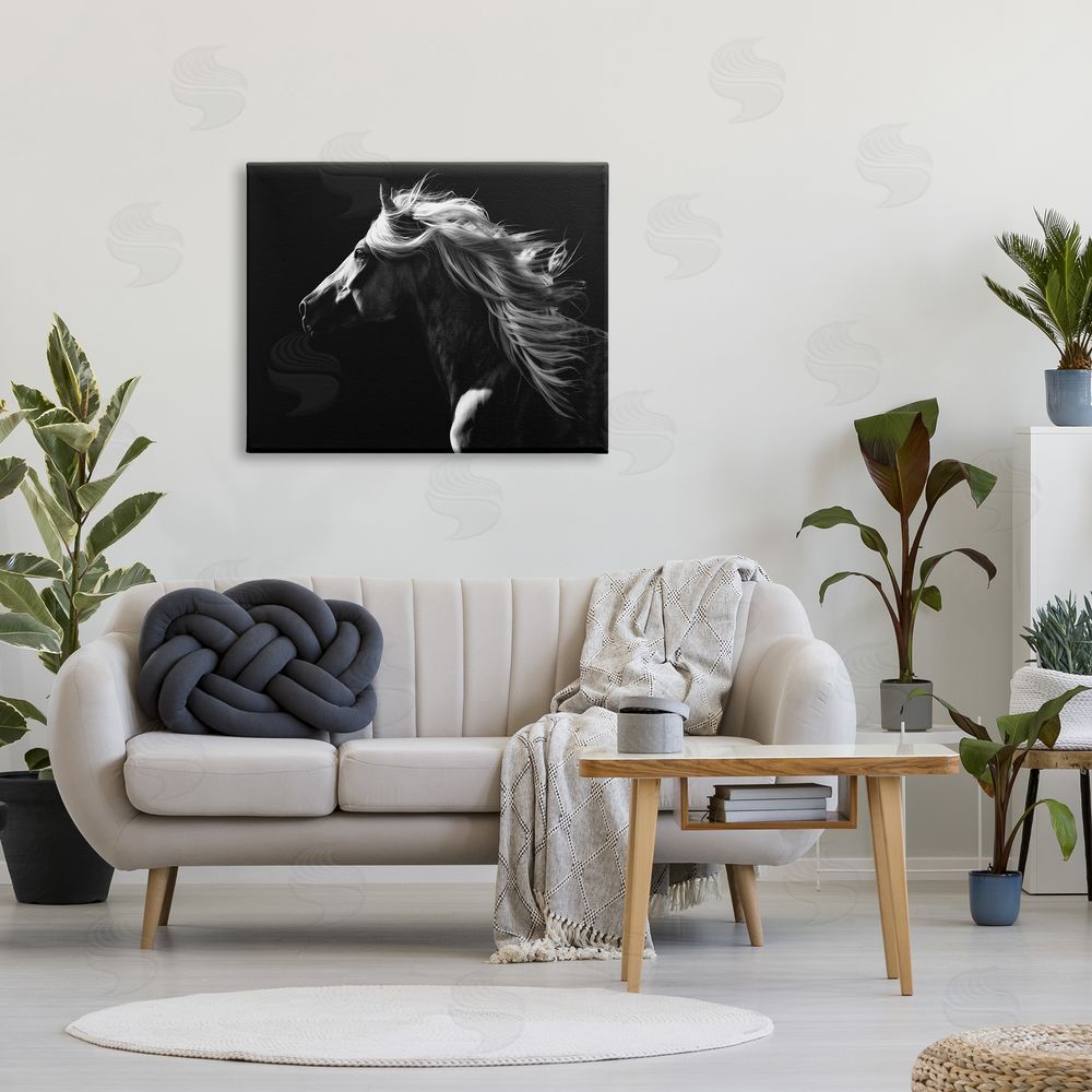 PH Burchett Windblown Stallion Mane Canvas Wall Art Print in Room