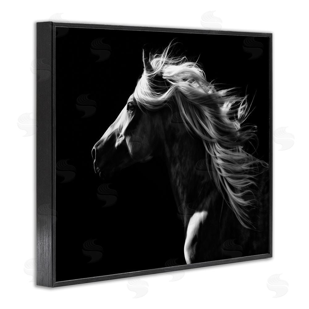 PH Burchett Windblown Stallion Mane Black Framed Giclee Wall Art Print