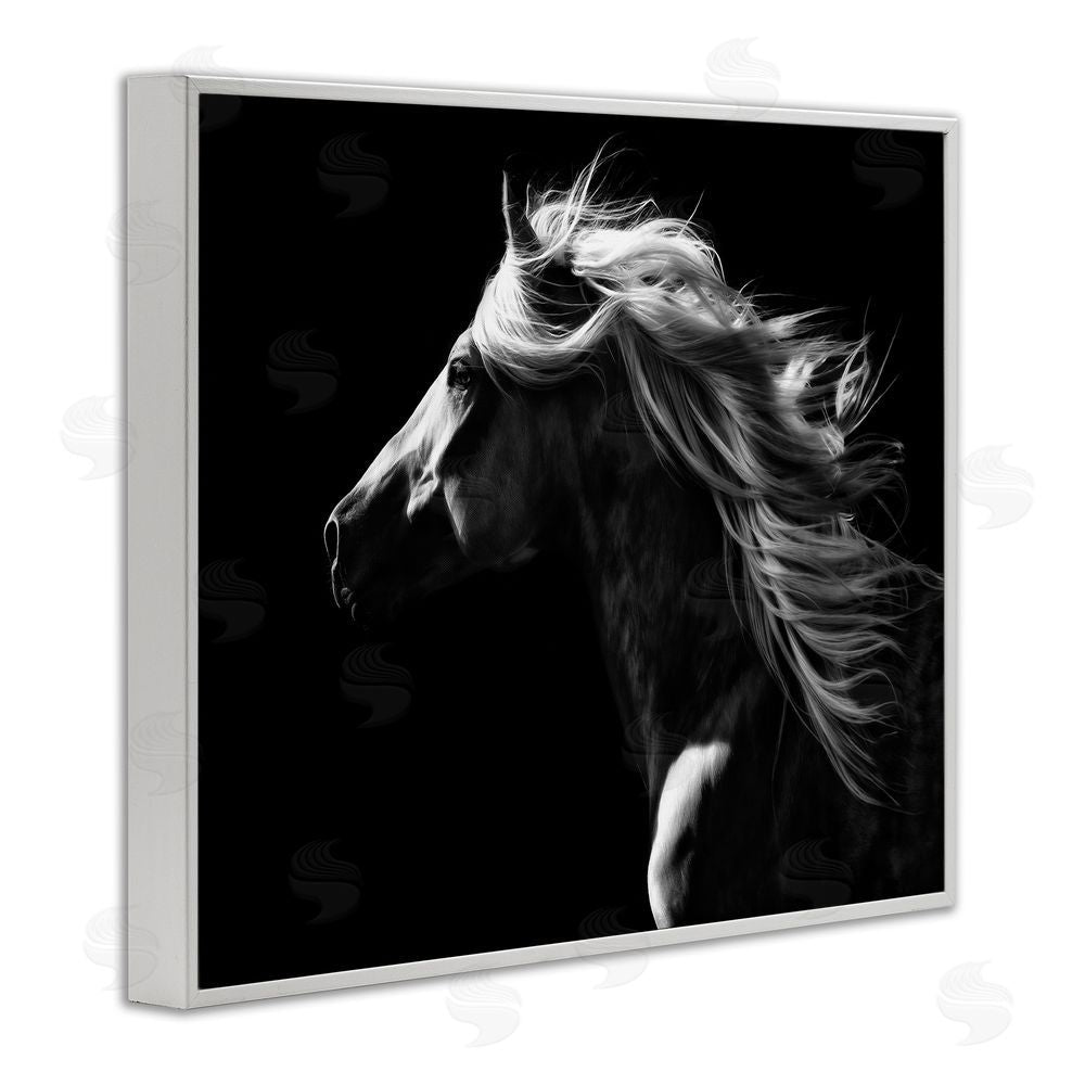 PH Burchett Windblown Stallion Mane White Framed Giclee Wall Art Print