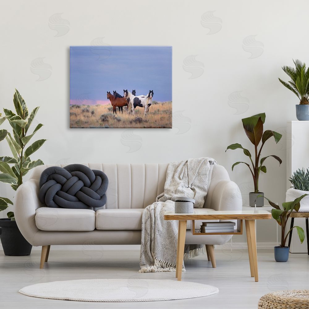 PH Burchett Country Horses in Meadow Canvas Wall Art Print in Room