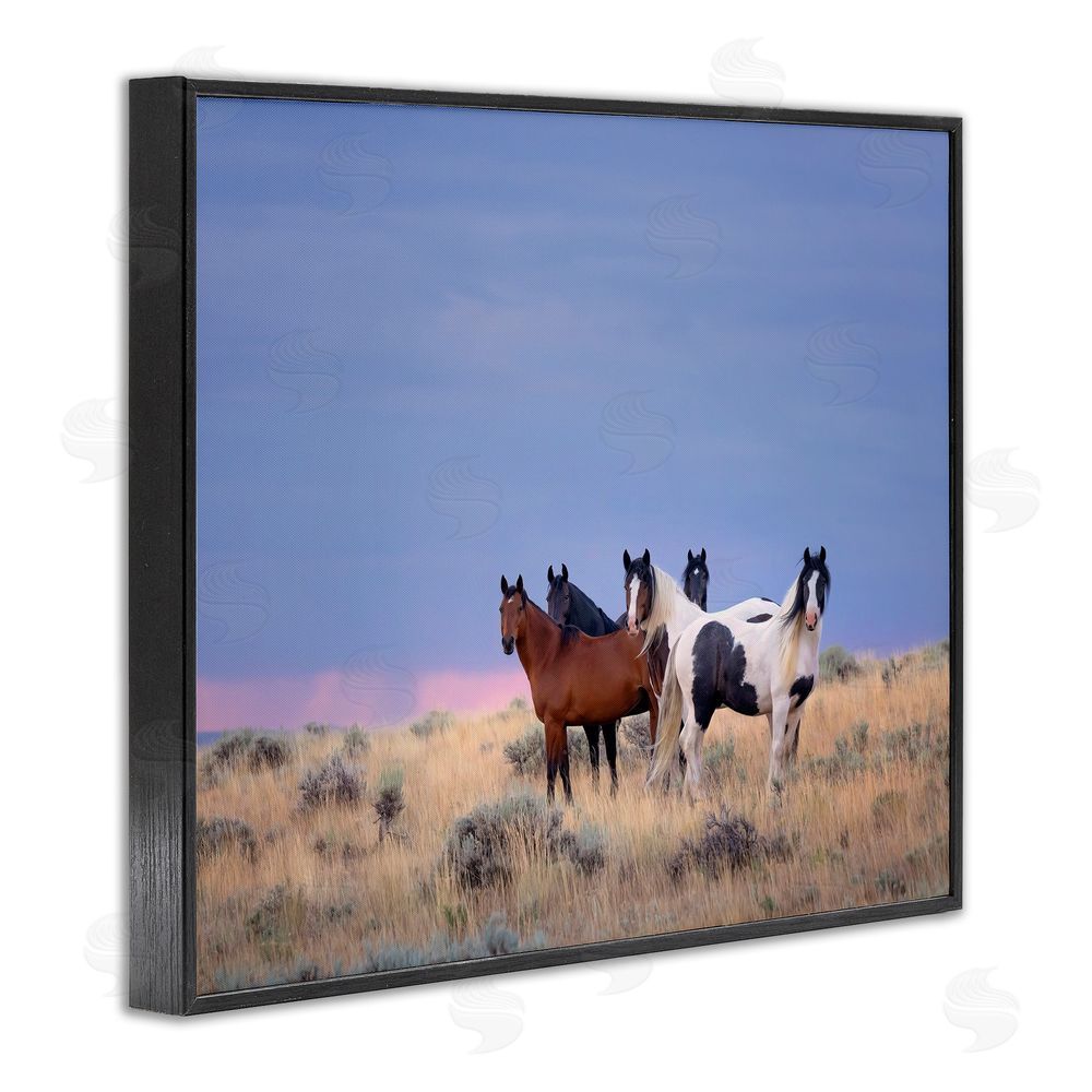 PH Burchett Country Horses in Meadow Black Framed Giclee Wall Art Print