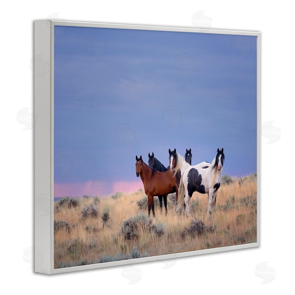 PH Burchett Country Horses in Meadow White Framed Giclee Wall Art Print