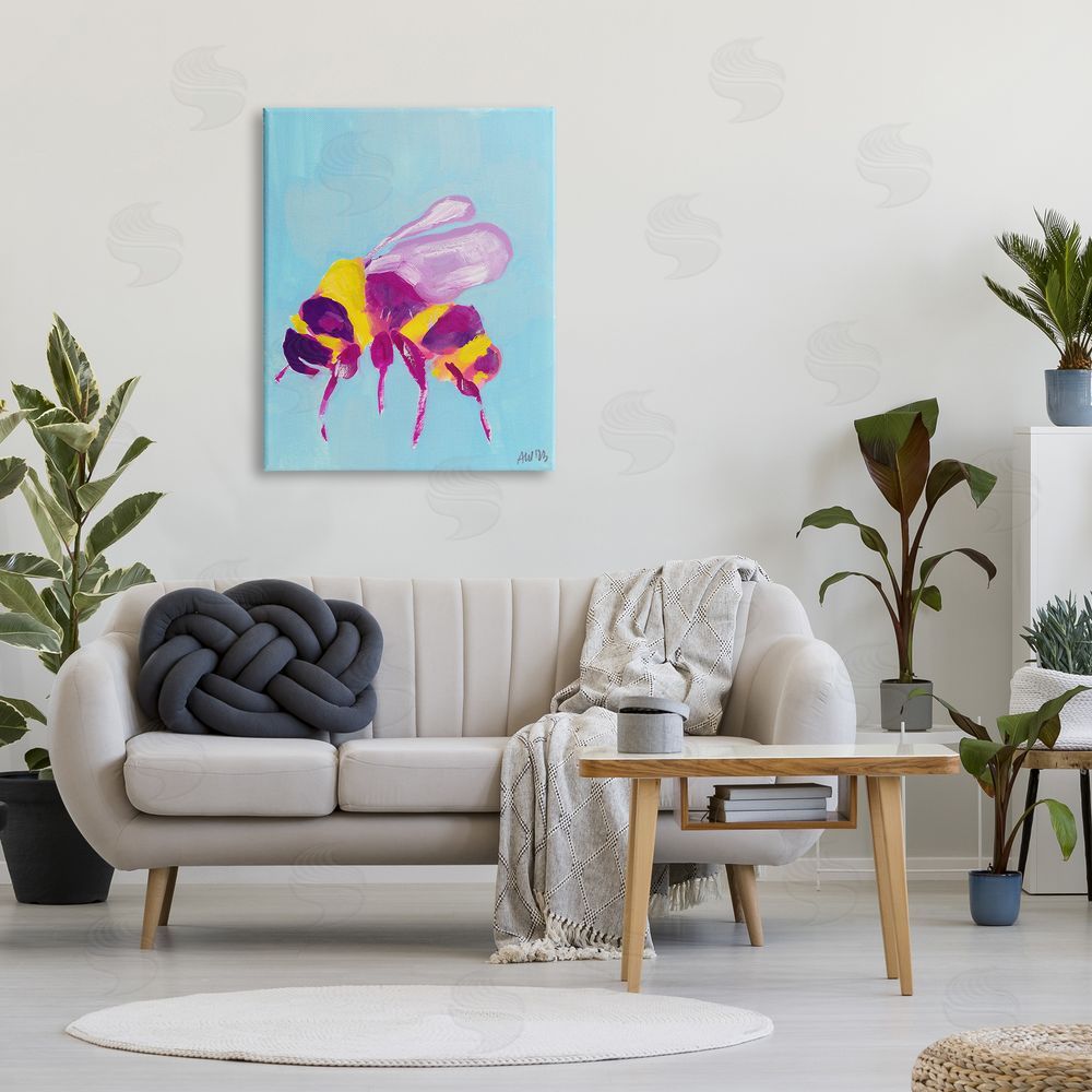 Ania Zwara Honey Bee on Blue Canvas Wall Art Print in Room