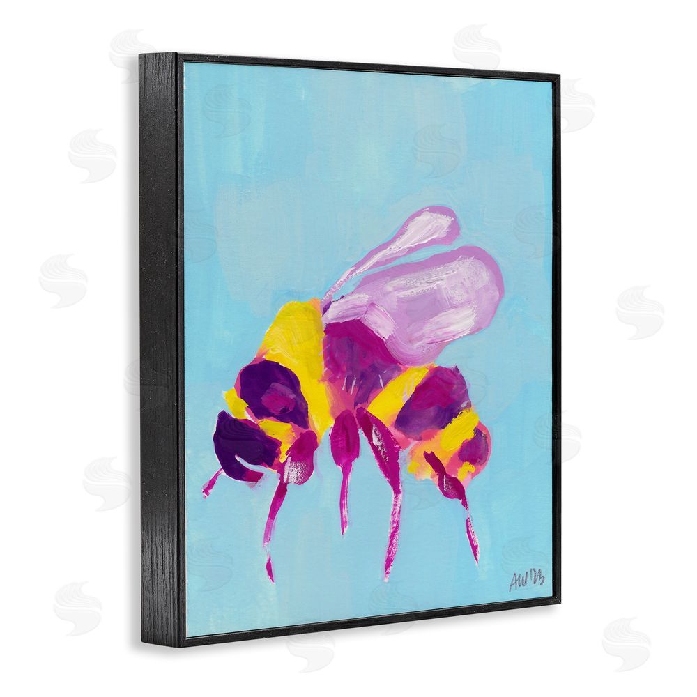Ania Zwara Honey Bee on Blue Black Framed Giclee Wall Art Print