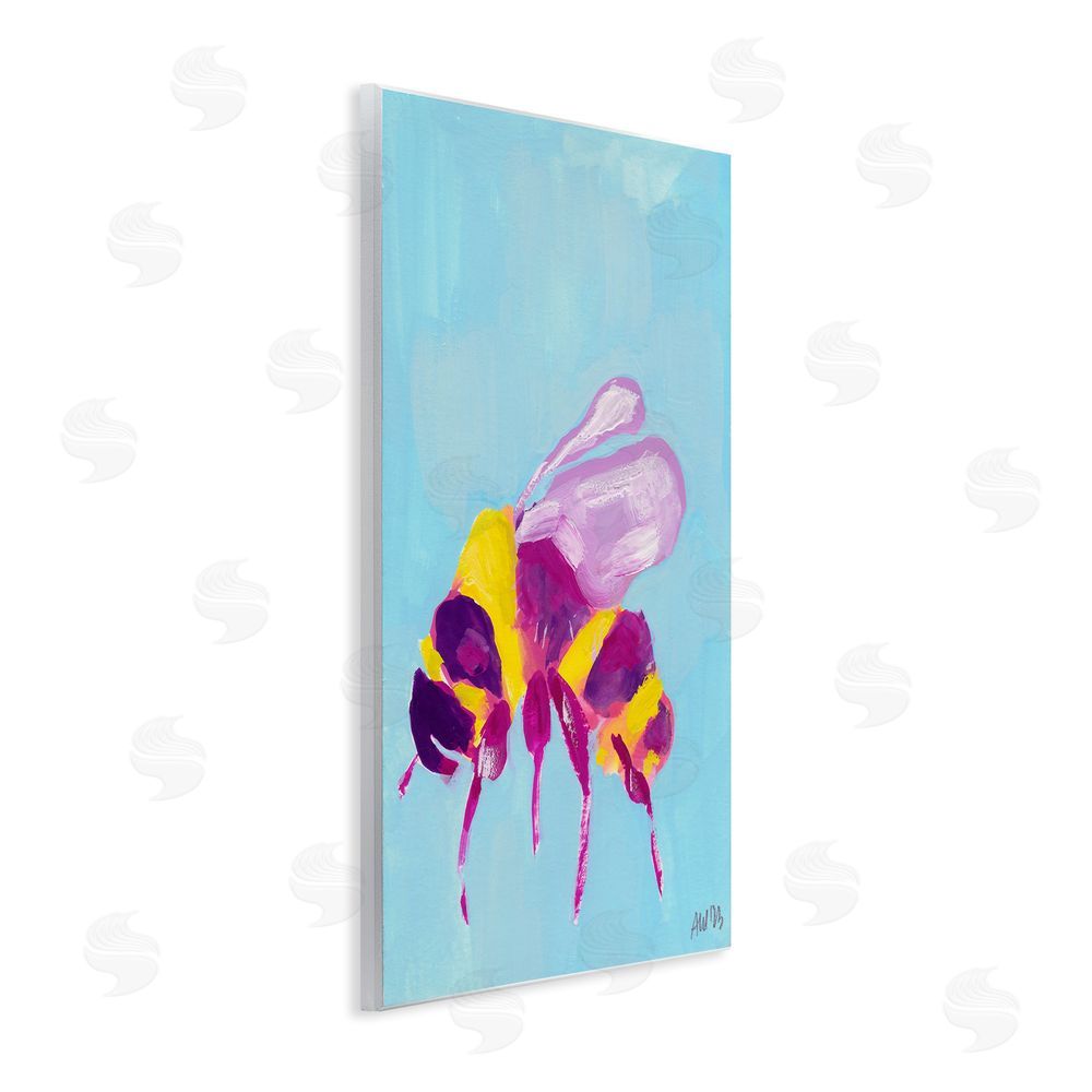 Ania Zwara Honey Bee on Blue Wall Plaque Art Print