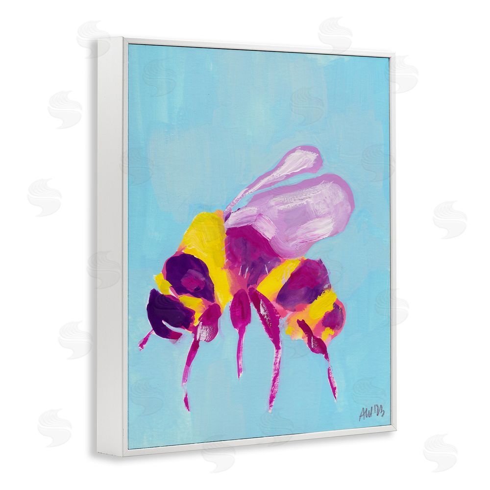 Ania Zwara Honey Bee on Blue White Framed Giclee Wall Art Print
