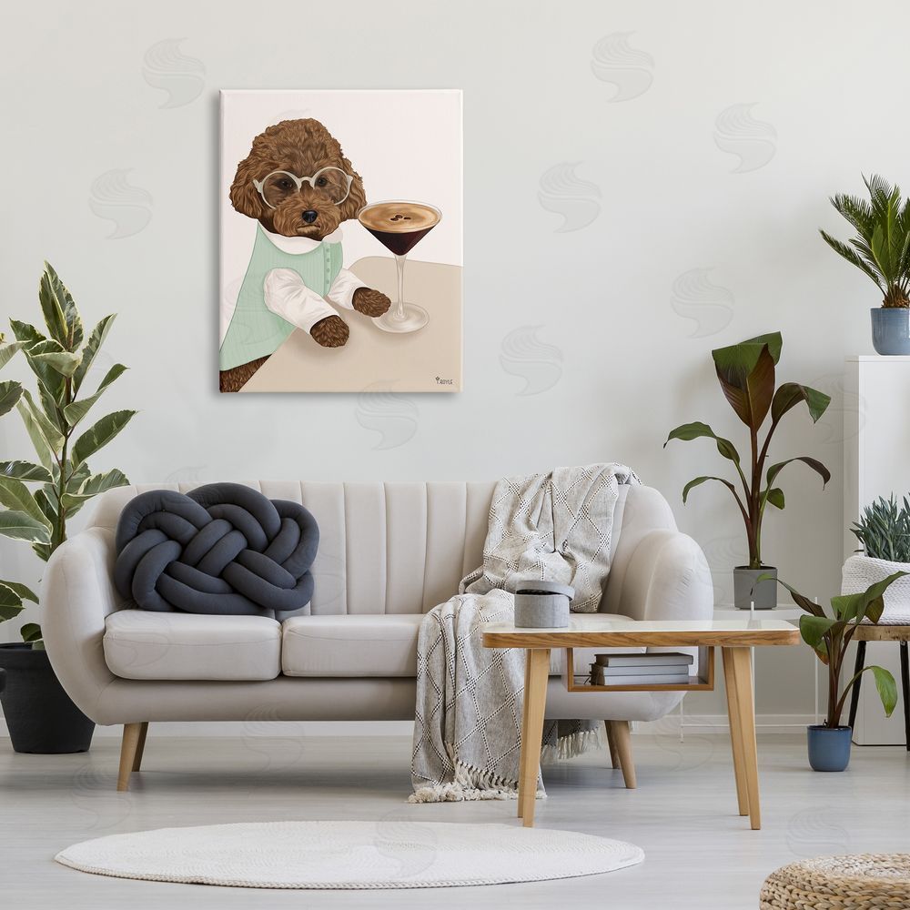 Tara Royle Dog with Espresso Martini Canvas Wall Art Print in Room
