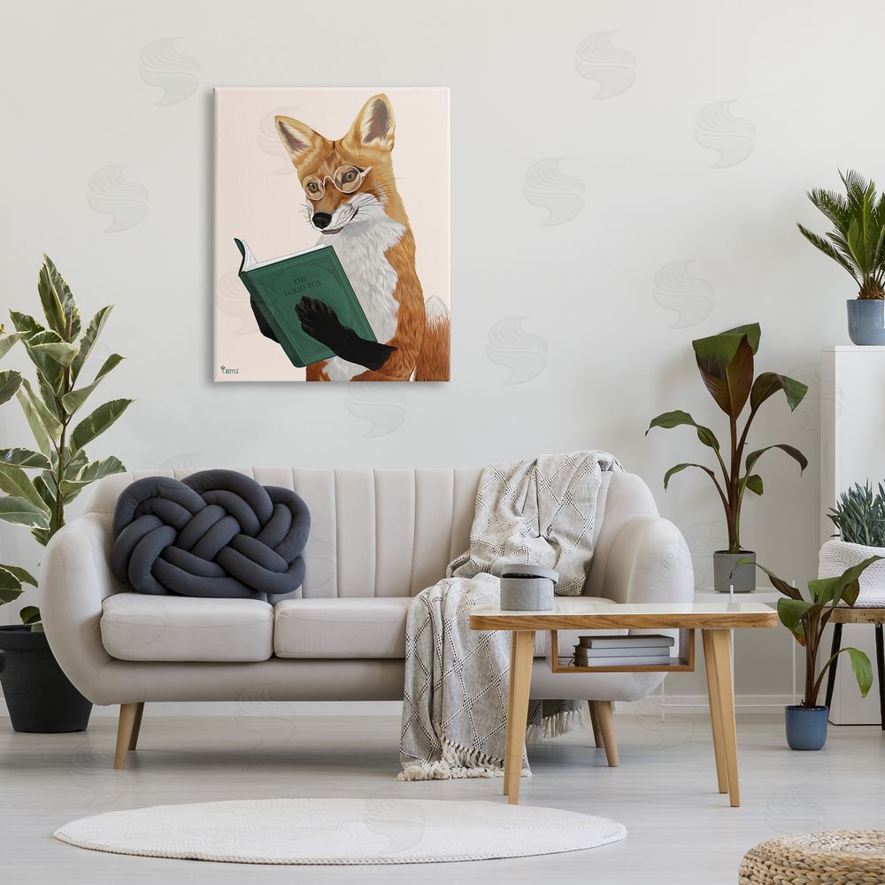 Tara Royle Wild Fox Reading Book Canvas Wall Art Print in Room
