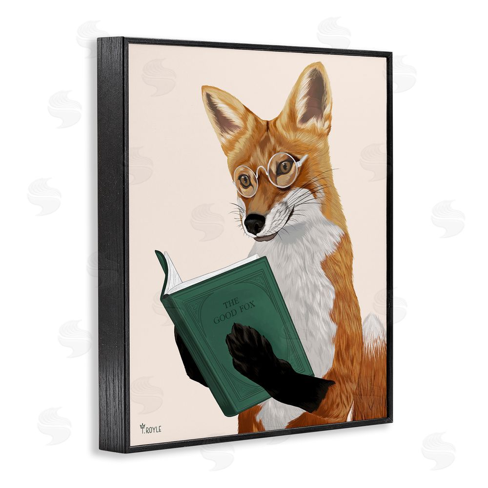 Tara Royle Wild Fox Reading Book Black Framed Giclee Wall Art Print