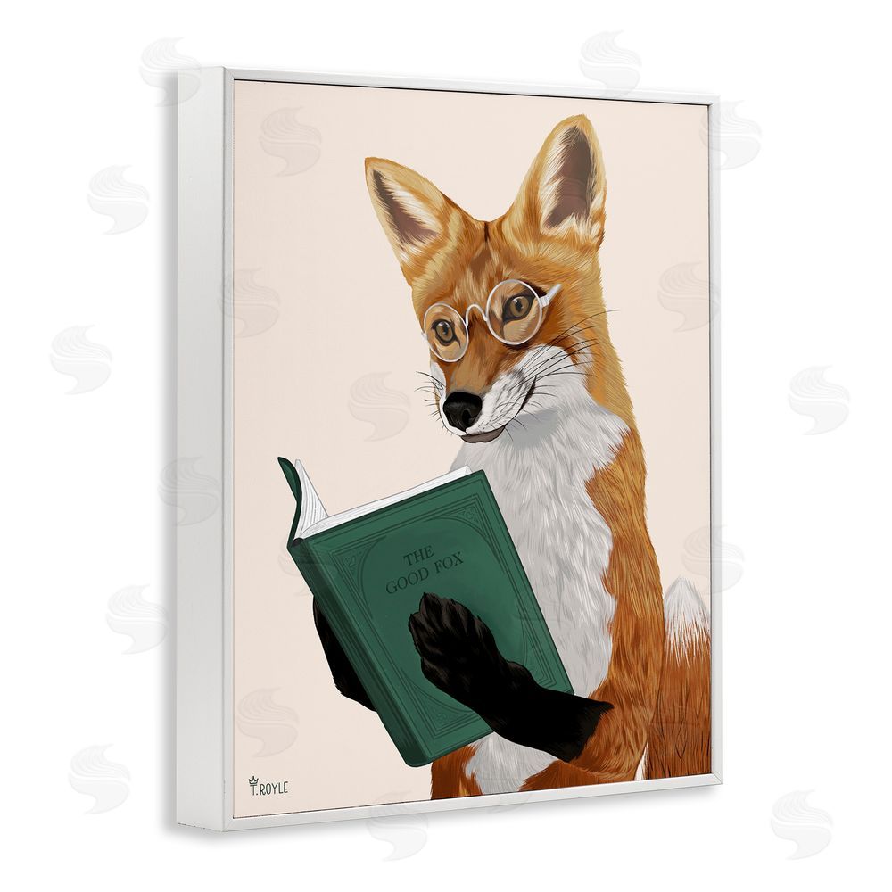 Tara Royle Wild Fox Reading Book White Framed Giclee Wall Art Print