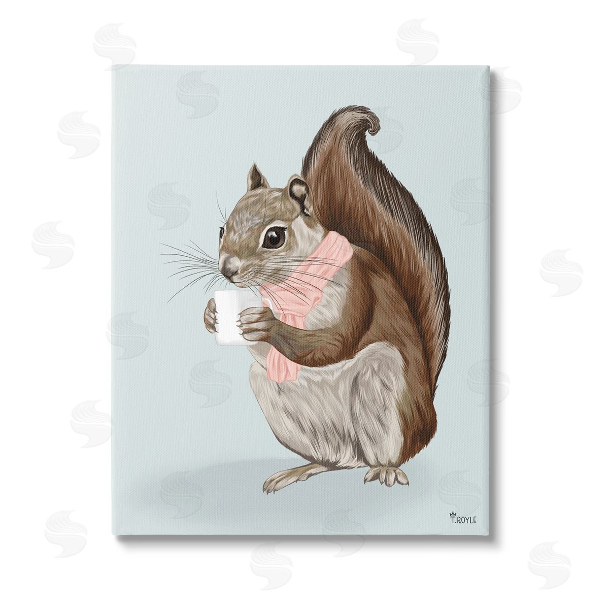 Tara Royle Squirrel with Warm Mug Stretched Canvas Wall Art Print