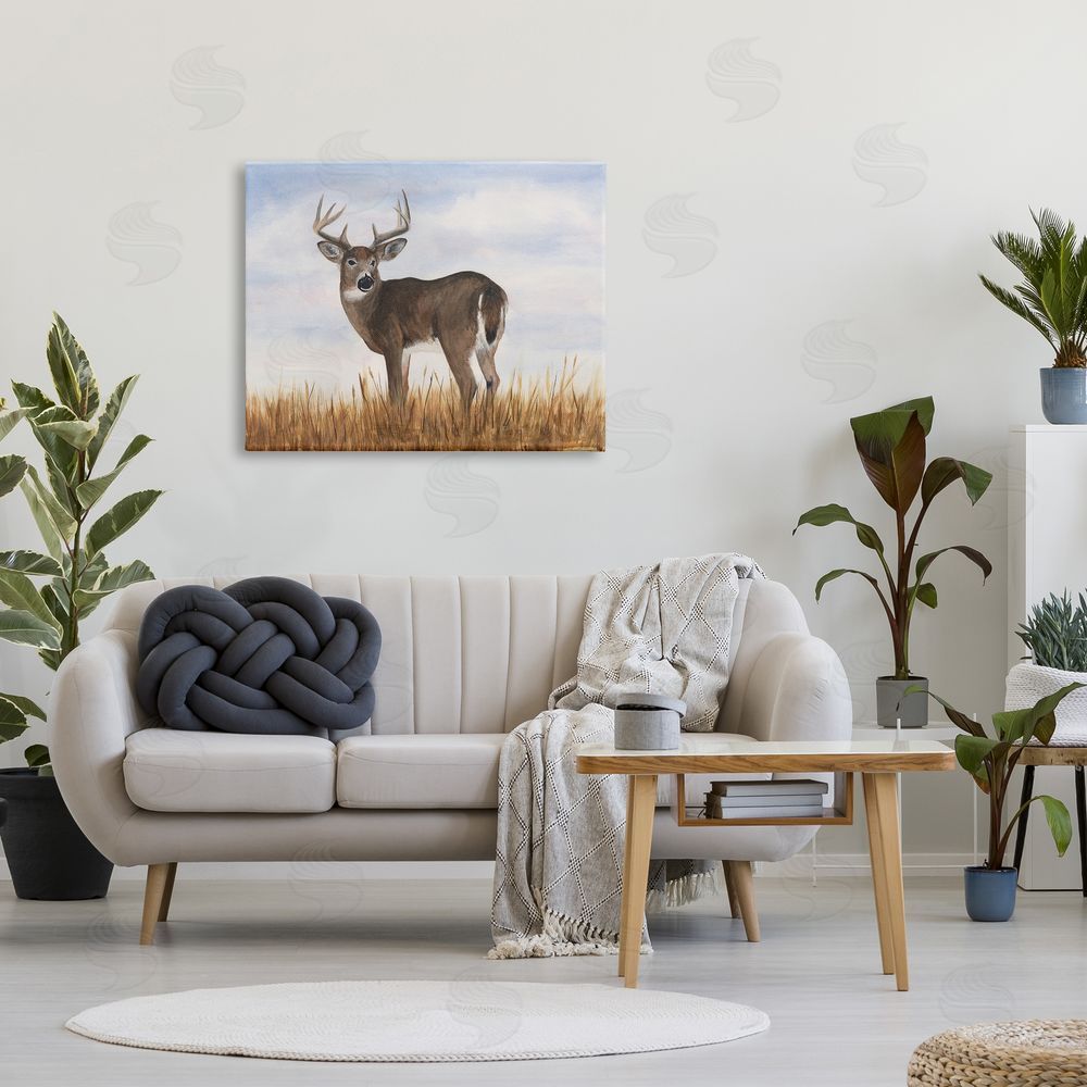 Michael Willett Deer in Country Grass Canvas Wall Art Print in Room