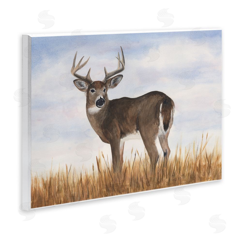 Michael Willett Deer in Country Grass Wall Plaque Art Print