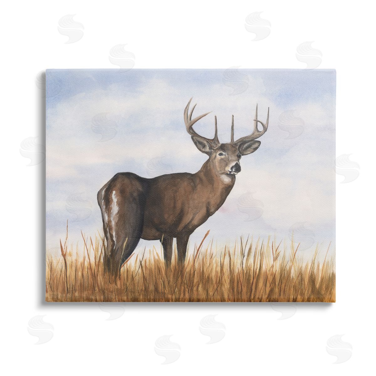 Michael Willett Deer in Cloudy Landscape Stretched Canvas Wall Art Print