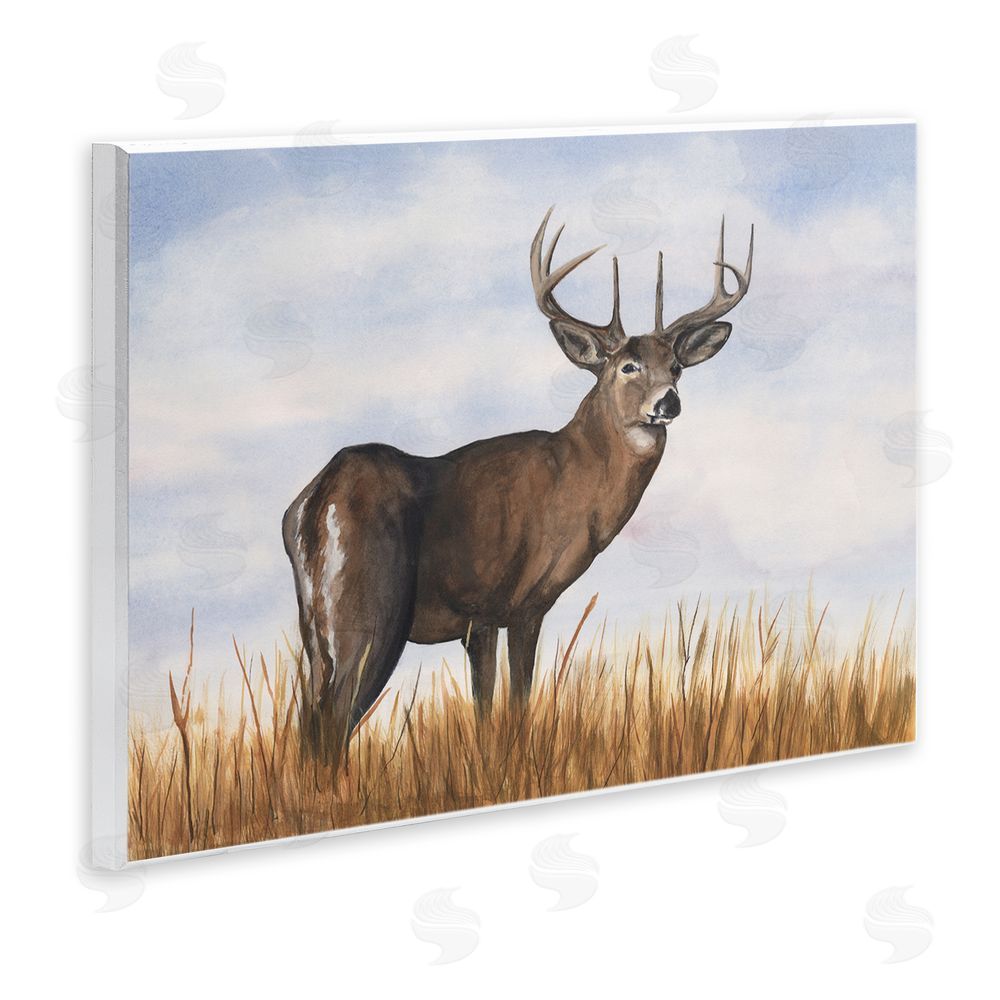 Michael Willett Deer in Cloudy Landscape Wall Plaque Art Print