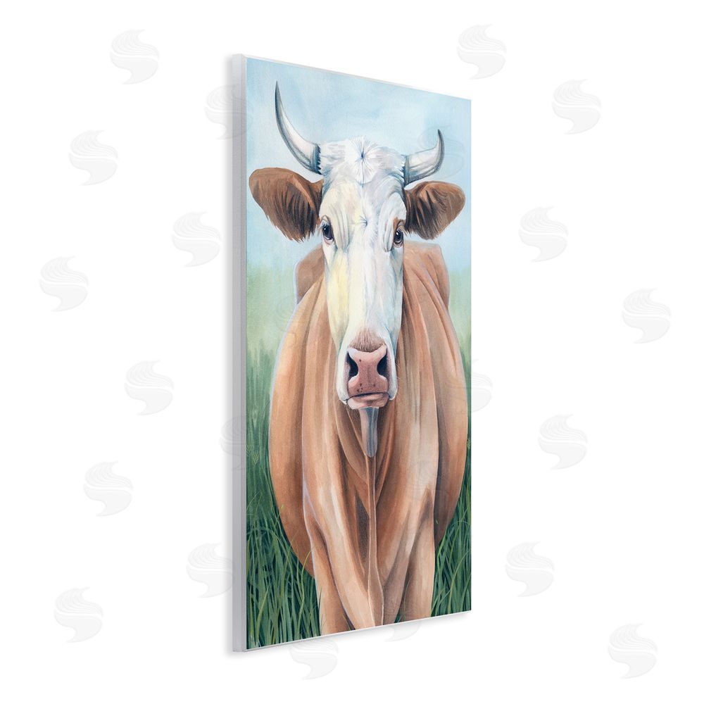 Grace Popp Brown Cow Gazing Portrait Wall Plaque Art Print