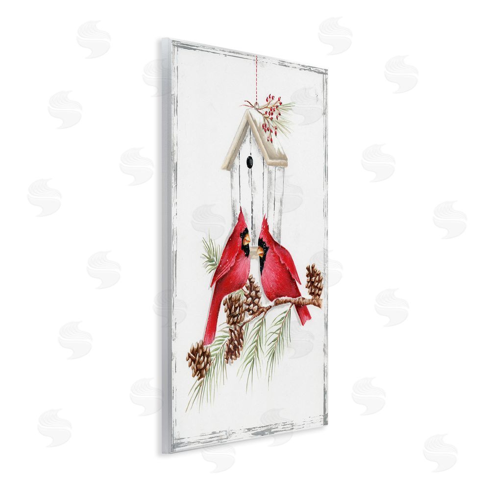 Emma Leach Cardinals & Snowy Birdhouse Wall Plaque Art Print