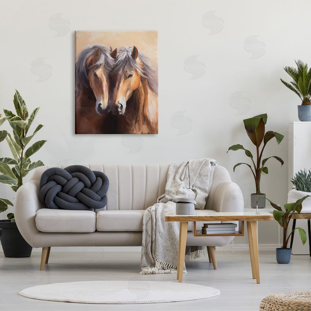 Ramona Murdock Horse Twins Hugging Canvas Wall Art Print in Room