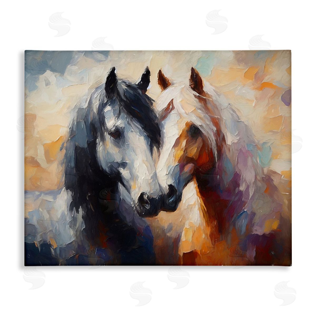 Ramona Murdock Hugging Horses Painting Stretched Canvas Wall Art Print