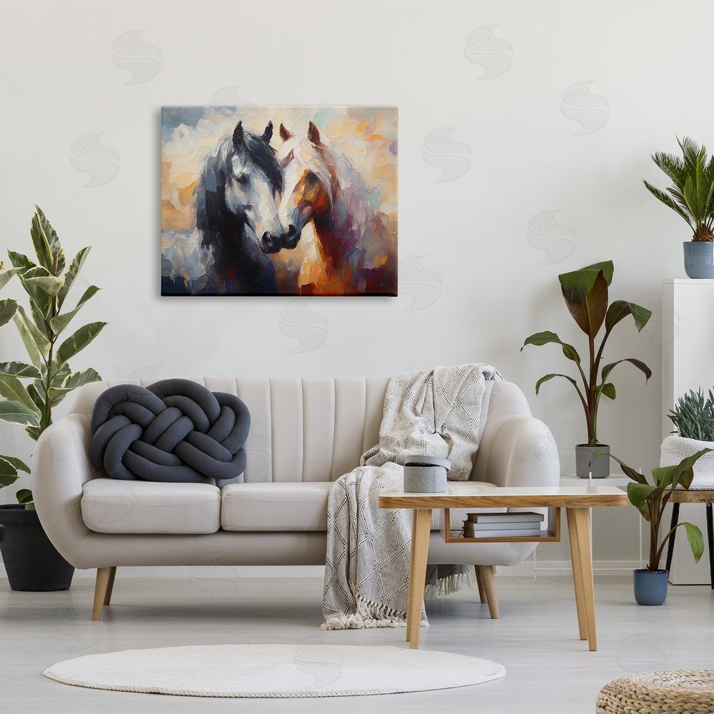Ramona Murdock Hugging Horses Painting Canvas Wall Art Print in Room