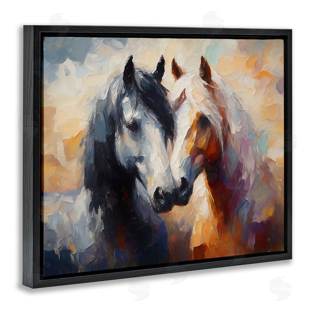 Ramona Murdock Hugging Horses Painting Black Floating Frame Canvas Wall Art Print