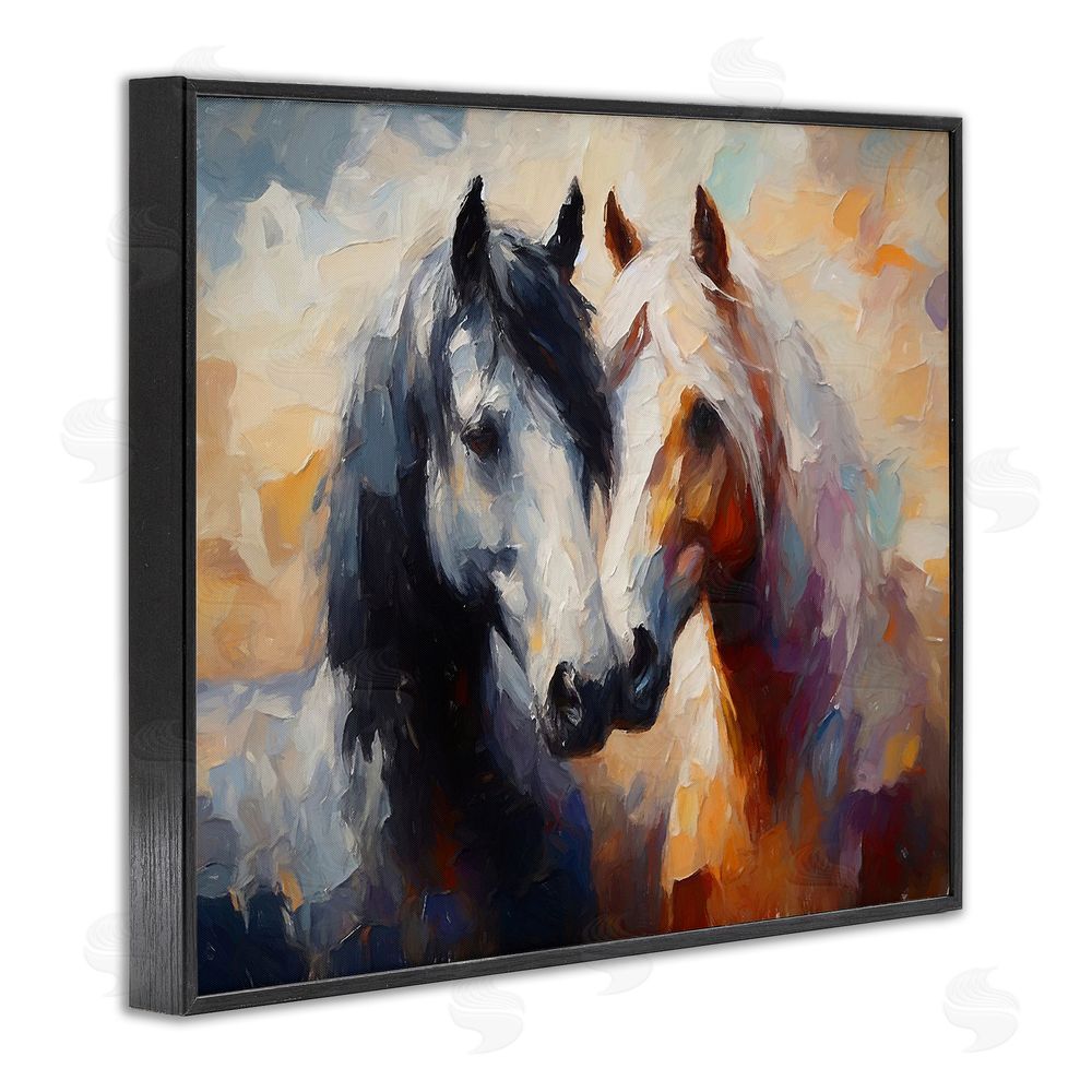 Ramona Murdock Hugging Horses Painting Black Framed Giclee Wall Art Print