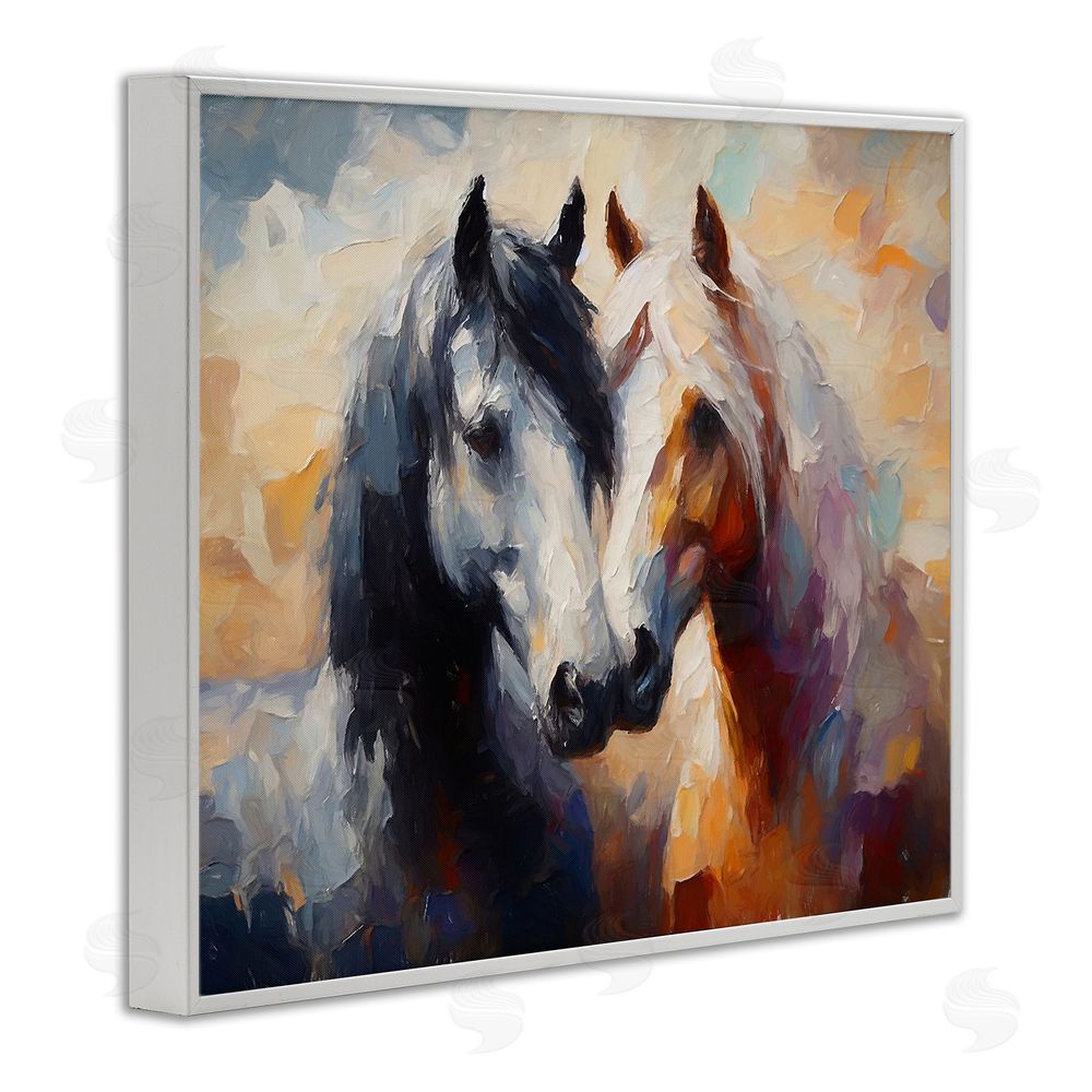 Ramona Murdock Hugging Horses Painting White Framed Giclee Wall Art Print