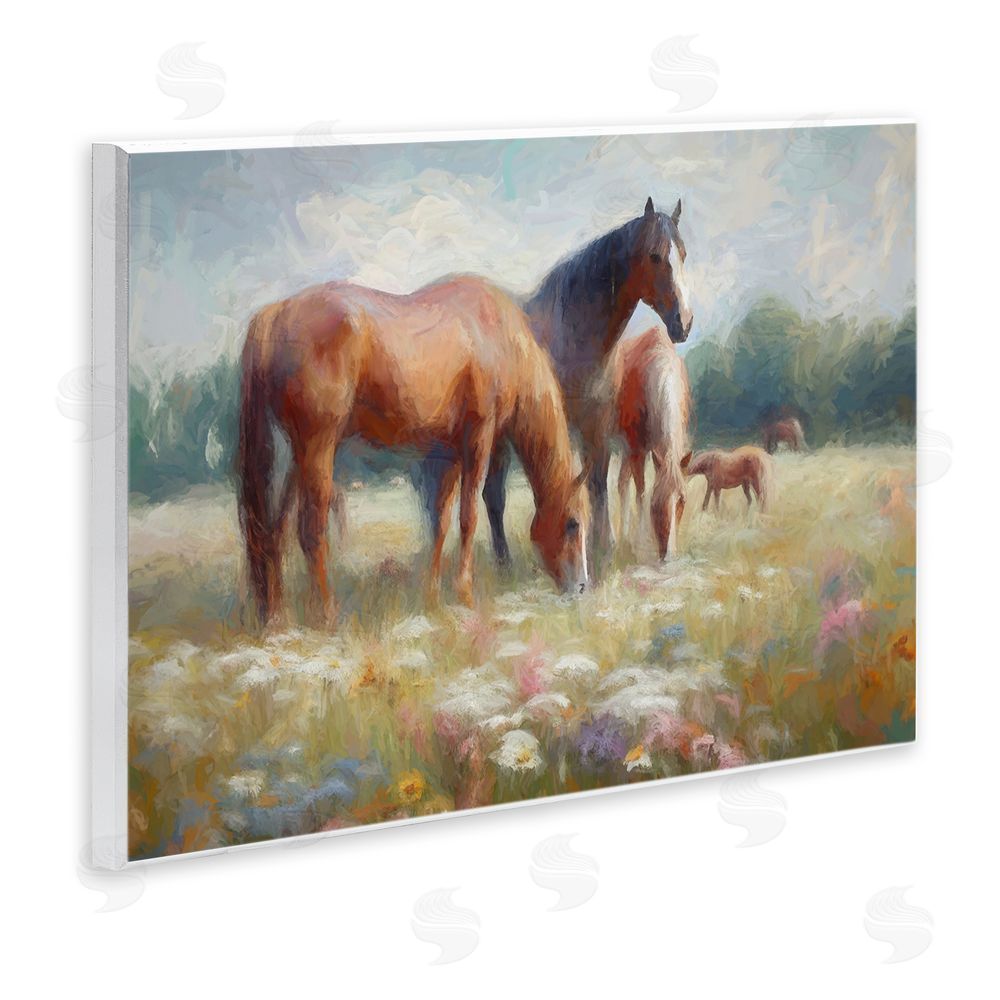Ramona Murdock Horse Family in Meadow Wall Plaque Art Print