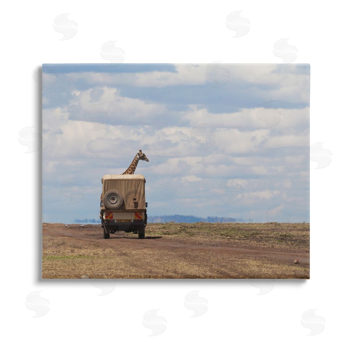 Marilyn Parver Giraffe in Safari Vehicle Stretched Canvas Wall Art Print