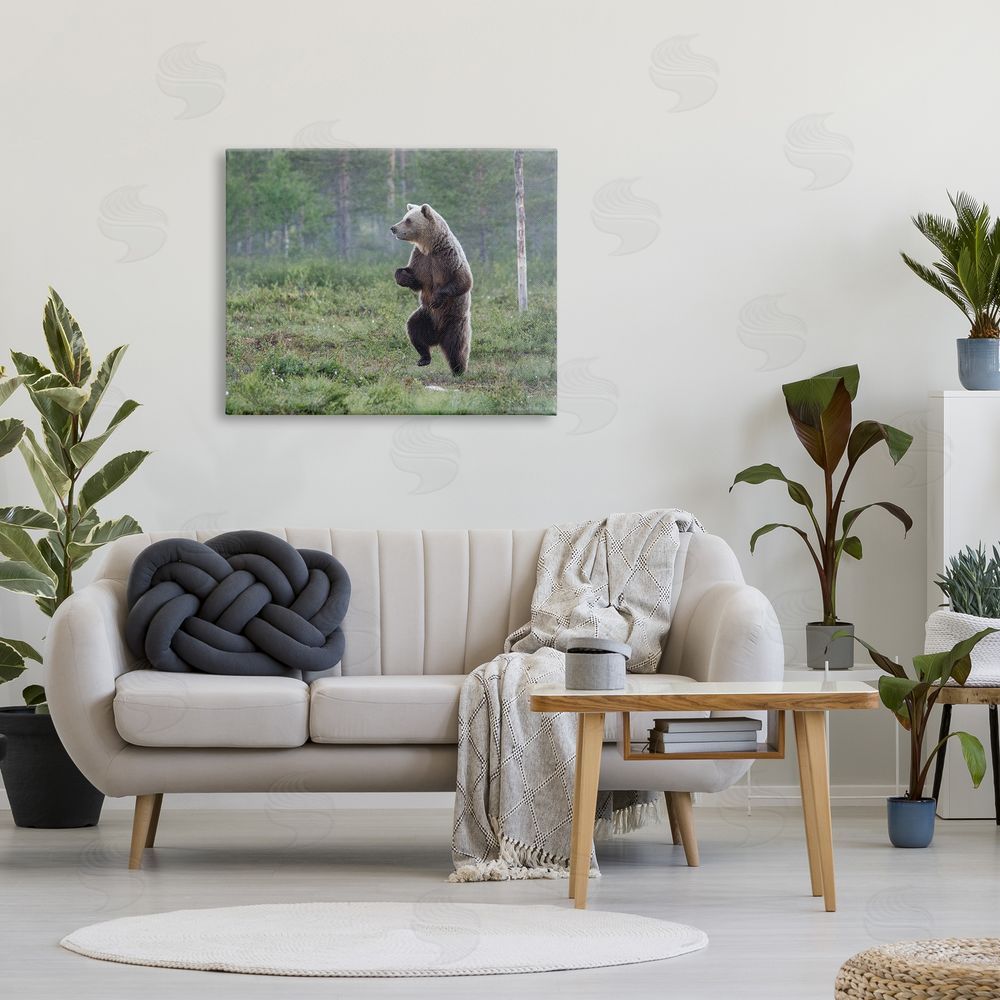 Alex Jevon Dancing Bear in Forest Canvas Wall Art Print in Room
