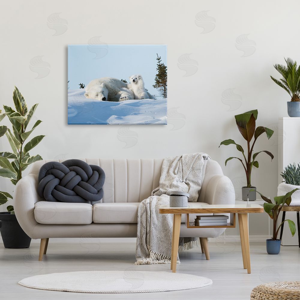Philip Marazzi Polar Bear Cub with Mom Canvas Wall Art Print in Room