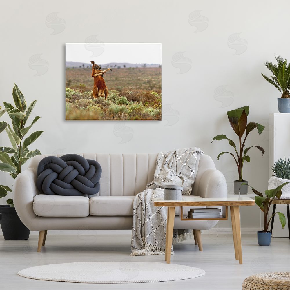 Andrey Glijov Kangaroo Savanna Landscape Canvas Wall Art Print in Room