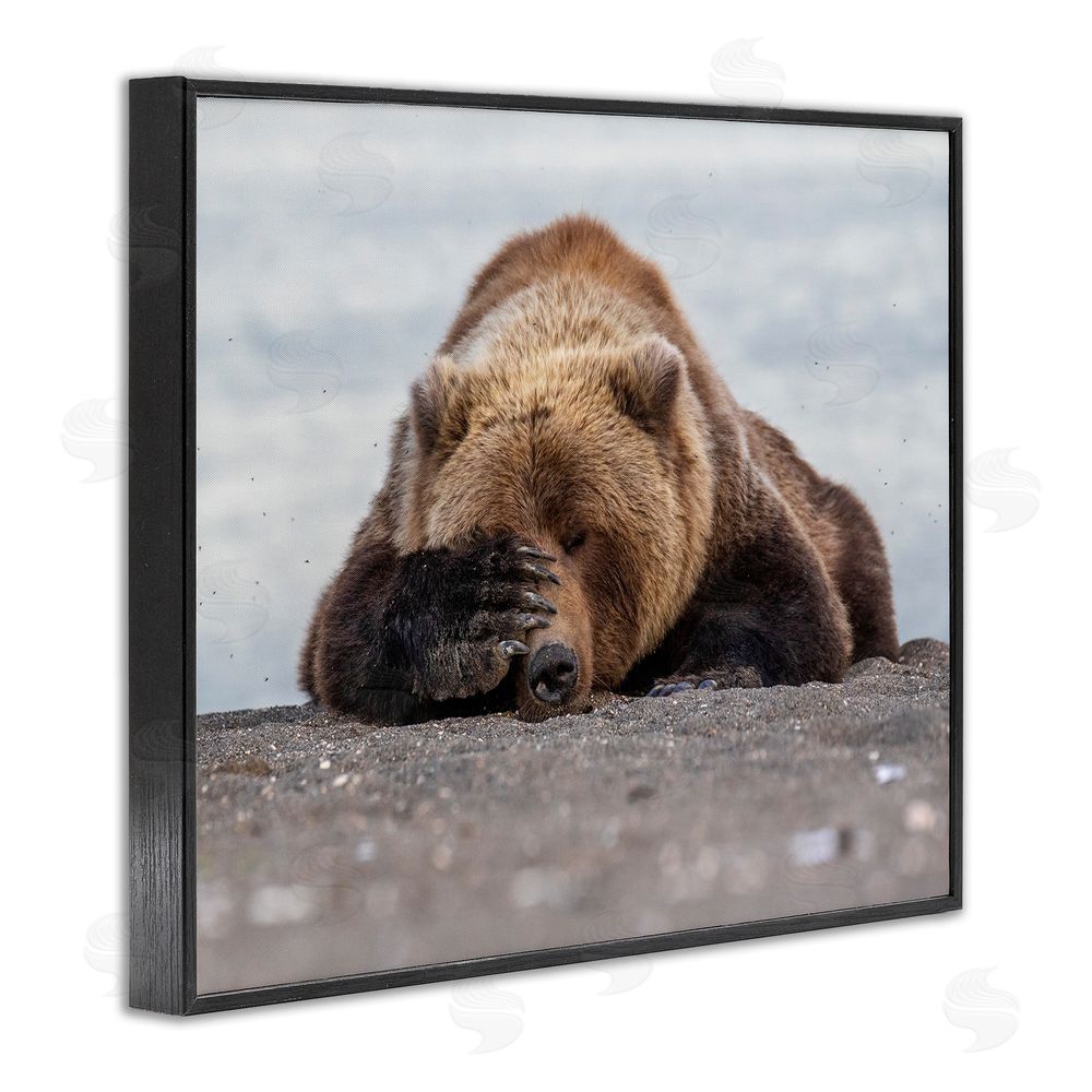 Eric Fisher Monday Blues Bear Black Framed Giclee Wall Art Print