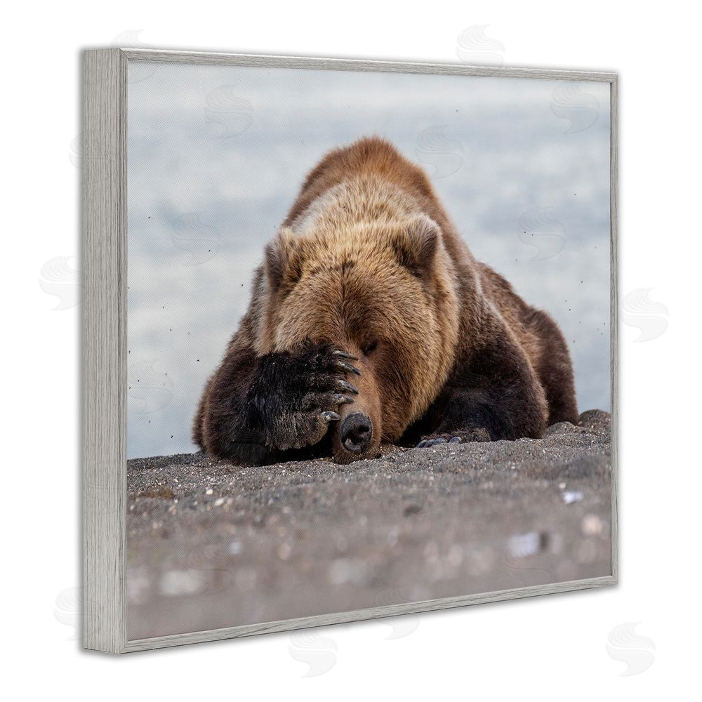 Eric Fisher Monday Blues Bear Gray Framed Giclee Wall Art Print