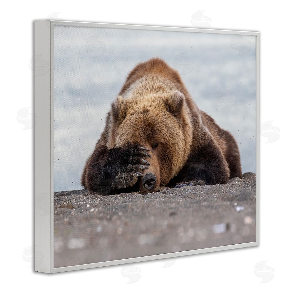 Eric Fisher Monday Blues Bear White Framed Giclee Wall Art Print